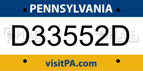 D33552D Pennsylvania License Plate