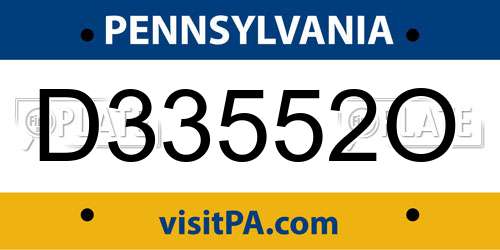 D33552O Pennsylvania License Plate