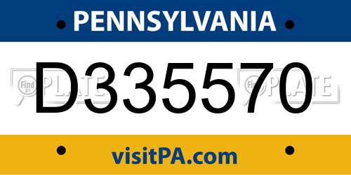 D335570 Pennsylvania License Plate