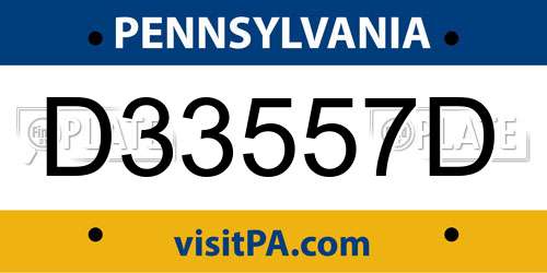 D33557D Pennsylvania License Plate