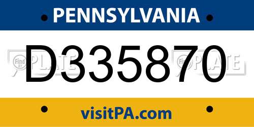 D335870 Pennsylvania License Plate