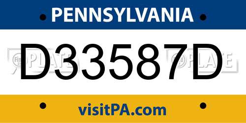D33587D Pennsylvania License Plate