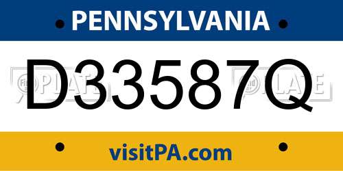 D33587Q Pennsylvania License Plate