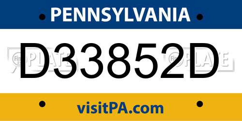 D33852D Pennsylvania License Plate