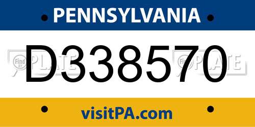 D338570 Pennsylvania License Plate