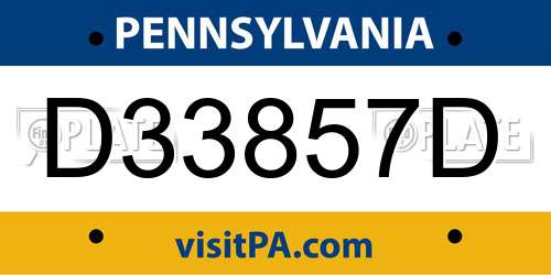 D33857D Pennsylvania License Plate