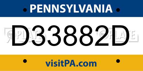D33882D Pennsylvania License Plate