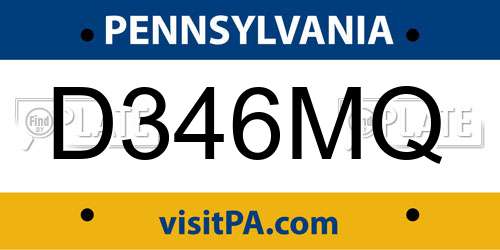 D346MQ Pennsylvania License Plate