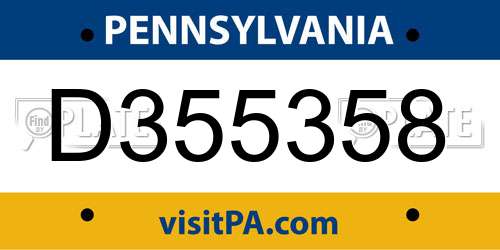 D355358 Pennsylvania License Plate