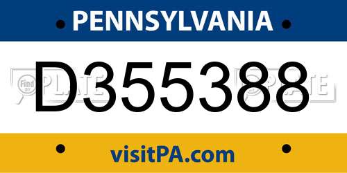 D355388 Pennsylvania License Plate