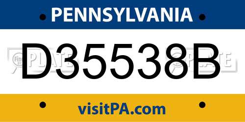 D35538B Pennsylvania License Plate