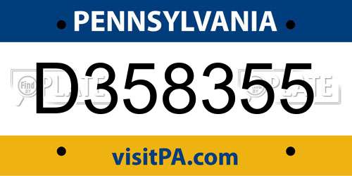 D358355 Pennsylvania License Plate