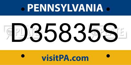 D35835S Pennsylvania License Plate