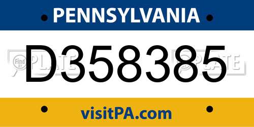 D358385 Pennsylvania License Plate