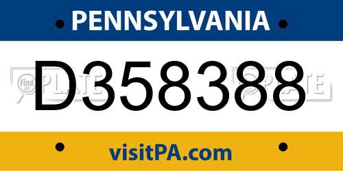 D358388 Pennsylvania License Plate