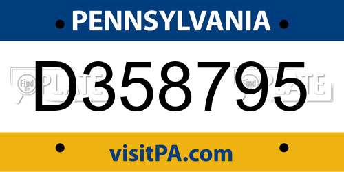 D358795 Pennsylvania License Plate