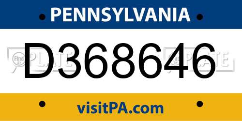 D368646 Pennsylvania License Plate