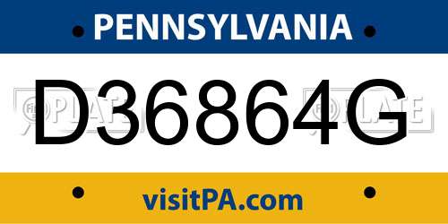 D36864G Pennsylvania License Plate