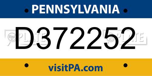 D372252 Pennsylvania License Plate