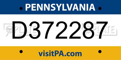 D372287 Pennsylvania License Plate