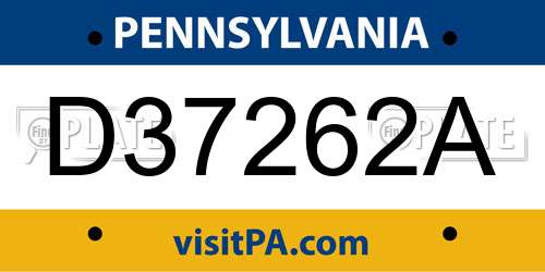 D37262A Pennsylvania License Plate