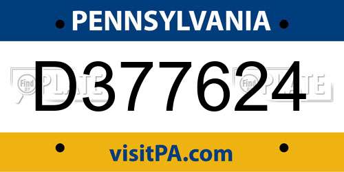 D377624 Pennsylvania License Plate