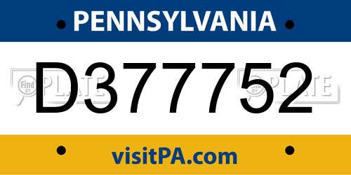 D377752 Pennsylvania License Plate