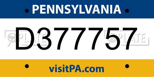 D377757 Pennsylvania License Plate
