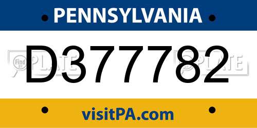 D377782 Pennsylvania License Plate