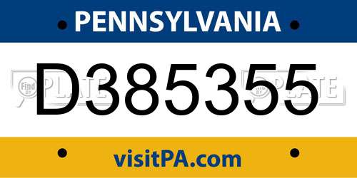 D385355 Pennsylvania License Plate