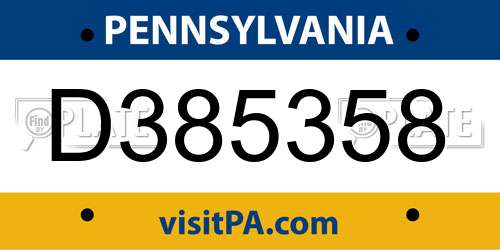 D385358 Pennsylvania License Plate