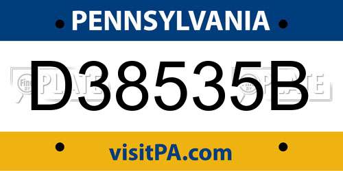 D38535B Pennsylvania License Plate