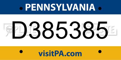 D385385 Pennsylvania License Plate