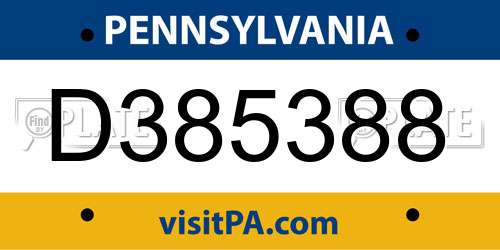 D385388 Pennsylvania License Plate