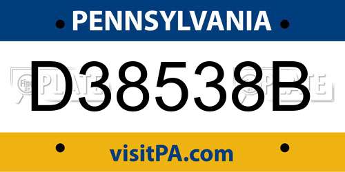 D38538B Pennsylvania License Plate