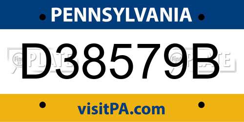 D38579B Pennsylvania License Plate