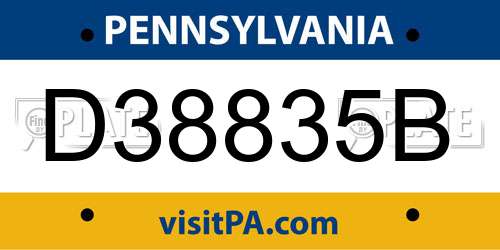 D38835B Pennsylvania License Plate