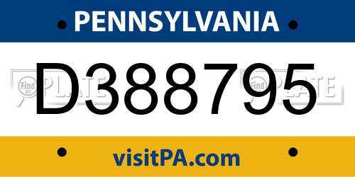 D388795 Pennsylvania License Plate