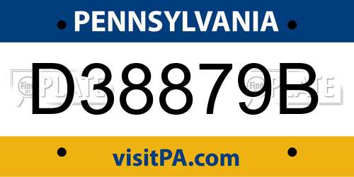 D38879B Pennsylvania License Plate