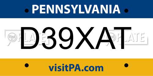 D39XAT Pennsylvania License Plate