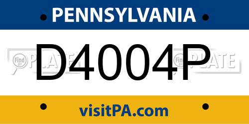 D4004P Pennsylvania License Plate