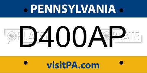D400AP Pennsylvania License Plate