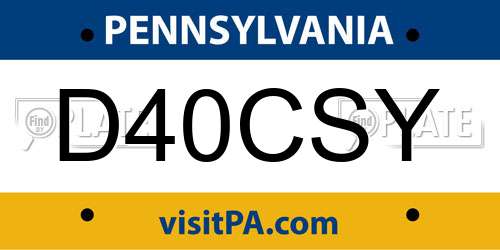 D40CSY Pennsylvania License Plate