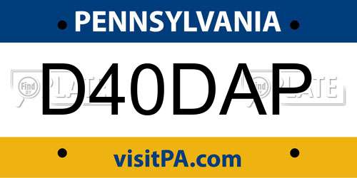 D40DAP Pennsylvania License Plate