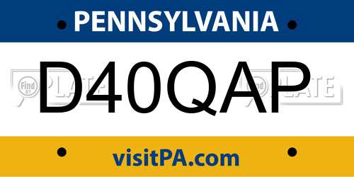 D40QAP Pennsylvania License Plate