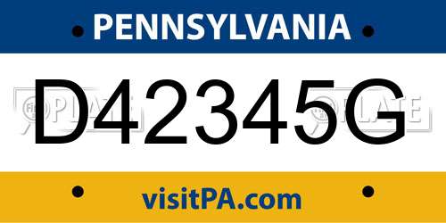 D42345G Pennsylvania License Plate