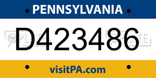 D423486 Pennsylvania License Plate