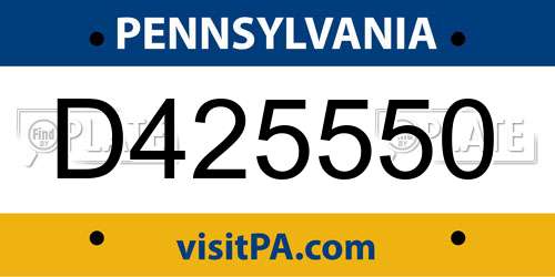 D425550 Pennsylvania License Plate