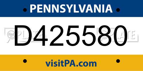 D425580 Pennsylvania License Plate
