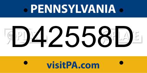 D42558D Pennsylvania License Plate
